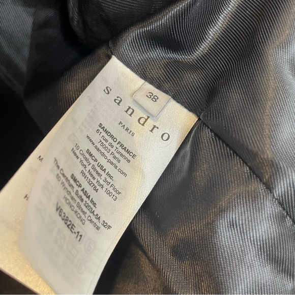 Sandro Vladia Textured Woven Cotton Blazer Jacket in Ecru - Picture 8 of 9